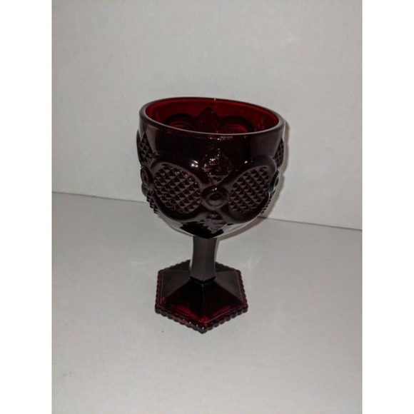 Vintage Avon Cape Cod Collection Ruby Red Glass Footed Water Goblet 6" NIB - Picture 4 of 8